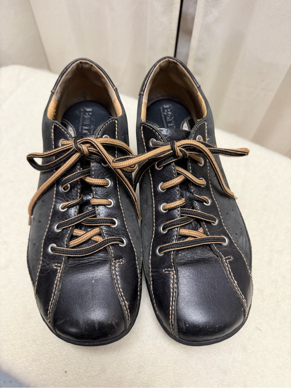 Born Black Leather Sneakers with Brown Accents